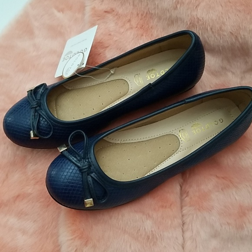 Gold Toe Navy Flat Dress Shoes